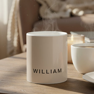 Caneca De Café Bege Personalizado & Monograma com Personalização