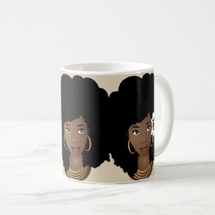 Caneca De Café Bege preto do Afro   dos objetivos   do pelotão