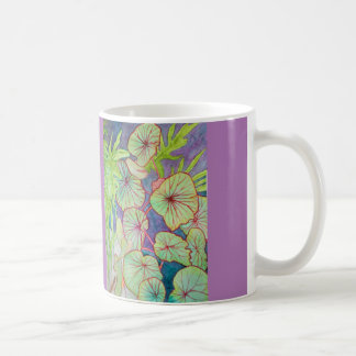 Caneca De Café Begónia e Philodendron da aguarela