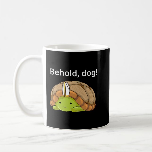 Caneca De Café Behold Dog Engraçado Tartaruga Vestindo Um Chapéu  (Esquerda)