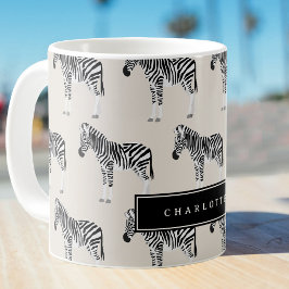 Caneca De Café Beige de Padrão Animal Exótico Zebra