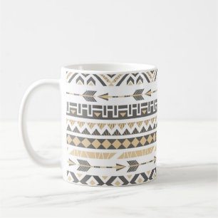 Caneca De Café Beige Étnico Sem Olho: Padrão De Vintage