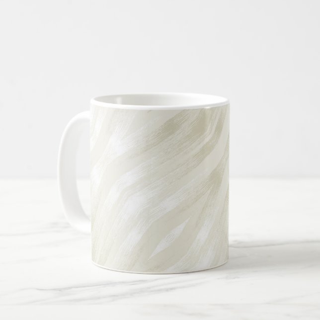 Caneca De Café Beige luminoso e branco texturizados (Frente Esquerda)