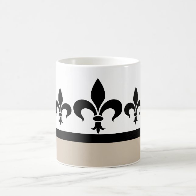 Caneca De Café Beige Swanky Fleur De Lis Mug (Centro)