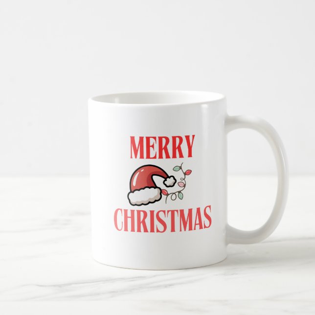 Caneca De Café Beige & White Festive Merry Christmas Classic Mug  (Direita)