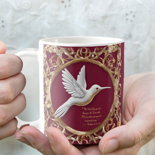 Caneca De Café Beija-flor-branco na Red Morning Blasing Mug
