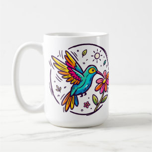 Caneca De Café Beija-flor de desenho animado vibrante