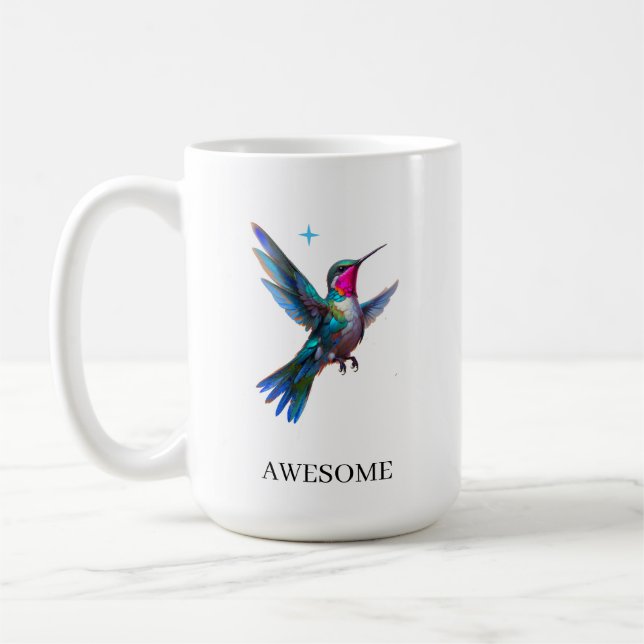 Caneca De Café Beija-flor Elegante em Branco (Esquerda)
