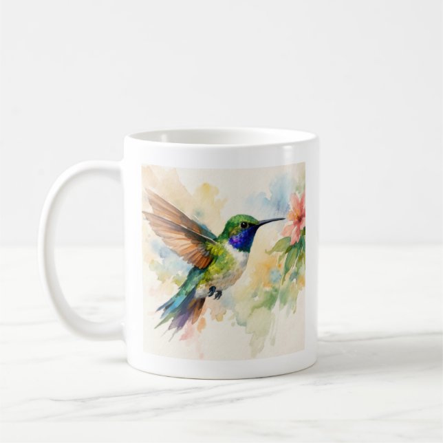 Caneca De Café Beija-flor em Aquarela (Esquerda)