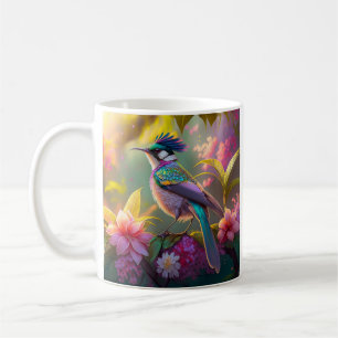 Caneca De Café Beija-flor Fantasia com Asas de Arco-íris e Crista