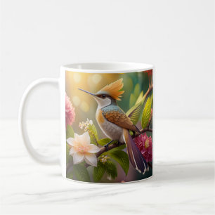 Caneca De Café Beija-flor Fantasia com Crista Dourada