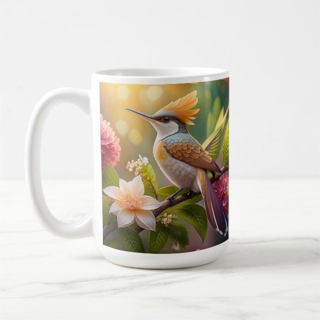 Caneca De Café Beija-flor Fantasia com Crista Dourada (Esquerda)