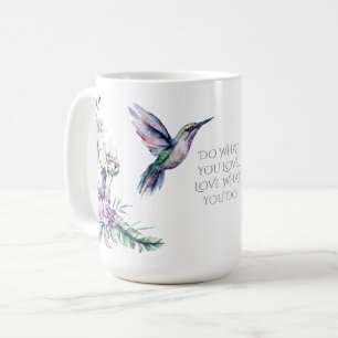 Caneca De Café Beija-flor Floral Aquarela