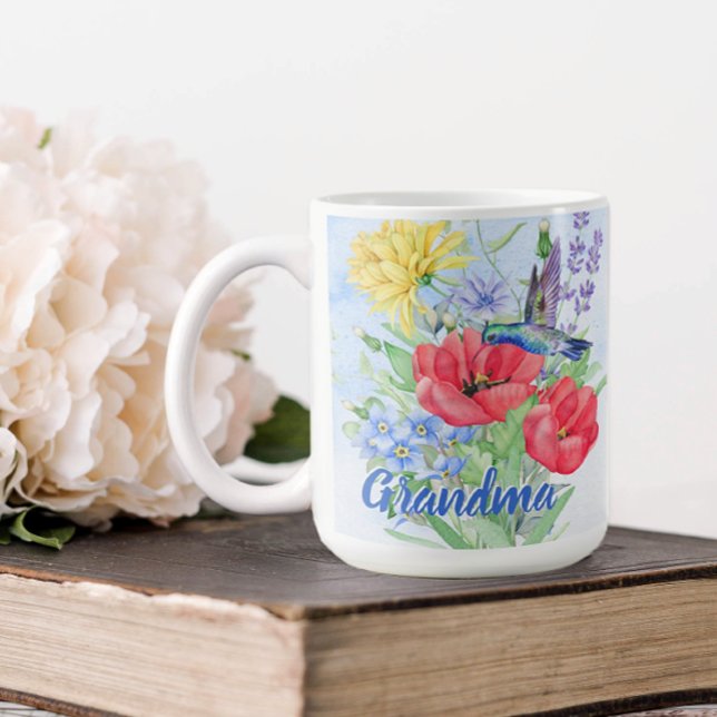 Caneca De Café Beija-flores Avó Personalizado (Personalized Hummingbird Coffee mug for Grandma or mom)