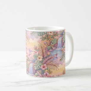 Caneca De Café Beija-flores Hibisco Cachoeira Alegre