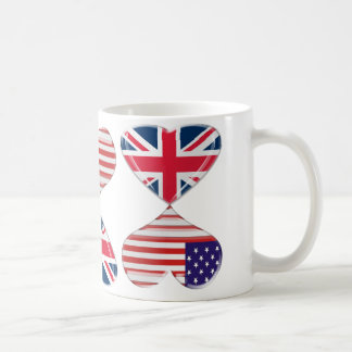 Caneca De Café Beijando EUA e a arte BRITÂNICA das bandeiras dos