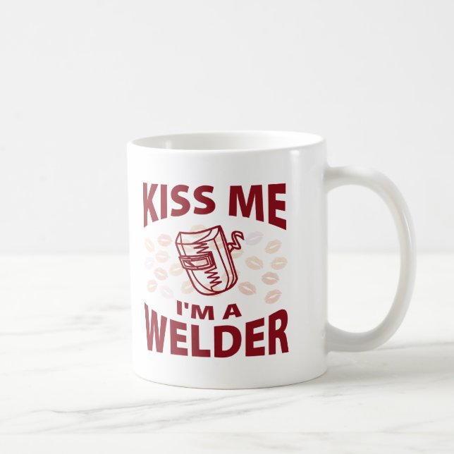Caneca De Café Beije-me que eu sou um soldador (Direita)