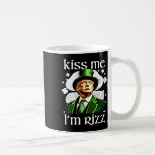 Caneca De Café Beije-me Sou Rizz Trump Shamrock Dia de São Patríc