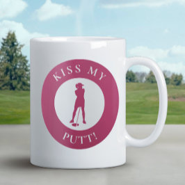 Caneca De Café Beije Meu Putt Humor de Golfista Divertido Silhuet