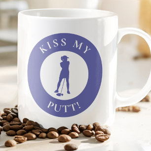 Caneca De Café Beije Meu Putt Humor de Golfista Engraçado Silhuet