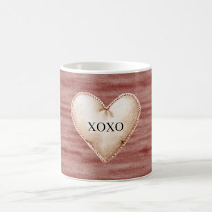 Caneca De Café Beijo de Cereja Vermelha Creme Coração XOXO