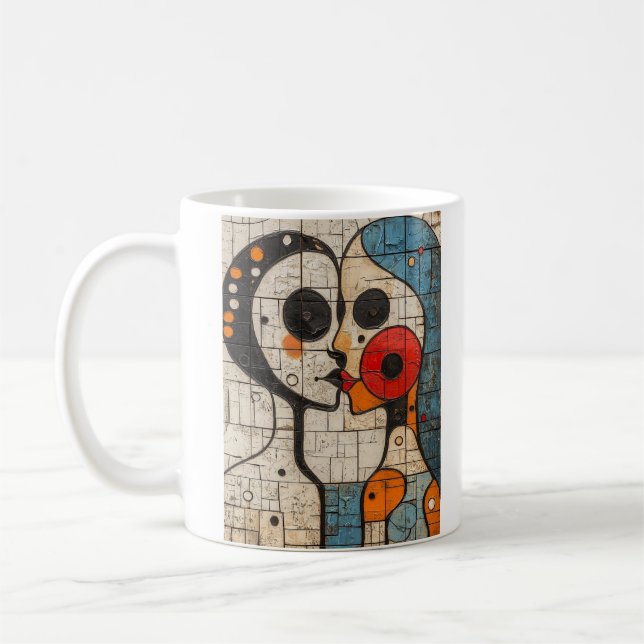 Caneca De Café Beijo Geométrico abstrato (Esquerda)