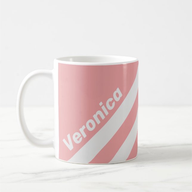 Caneca De Café Beijo Retro Três Listras com Nome (Esquerda)