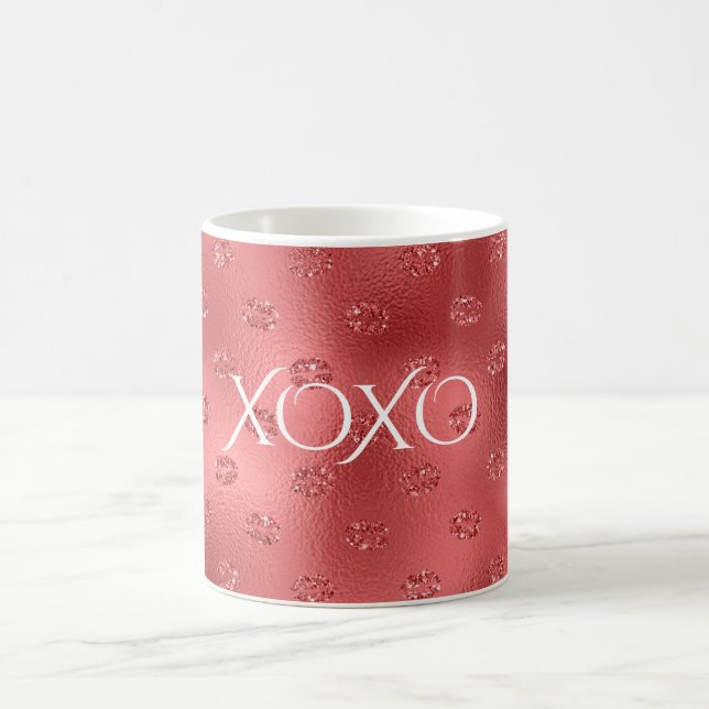 Caneca De Café Beijos de Lábios Vermelhos XOXO (Centro)
