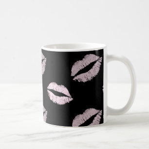 Caneca De Café Beijos Rosa Prateados