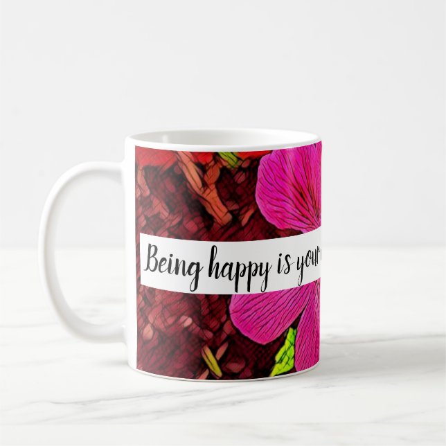 Caneca De Café Being happy is your choice blooming flower (Esquerda)