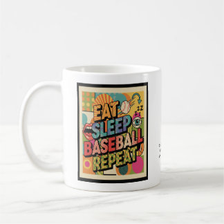 Caneca De Café Beisebol Comer Dormir Repetir Arte Pop Personaliza