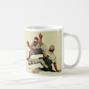 Caneca De Café Beisebol Esportivo Vintage, Jogador Deslizando par
