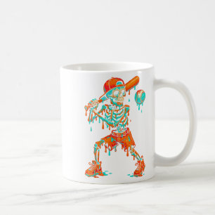 Caneca De Café Beisebol Halloween, Basebal Skeleton Dribal