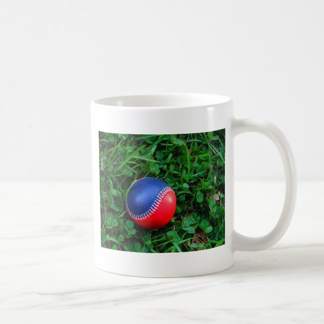 Caneca De Café Beisebol Vermelho e Azul com Pintura Branca (Direita)
