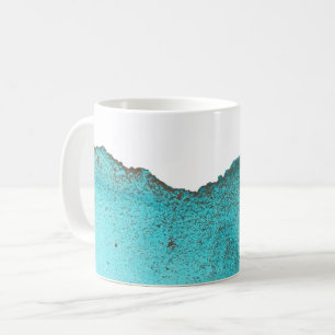 Caneca De Café Bela Arca de Tinta Turquesa Dourada Abstrata