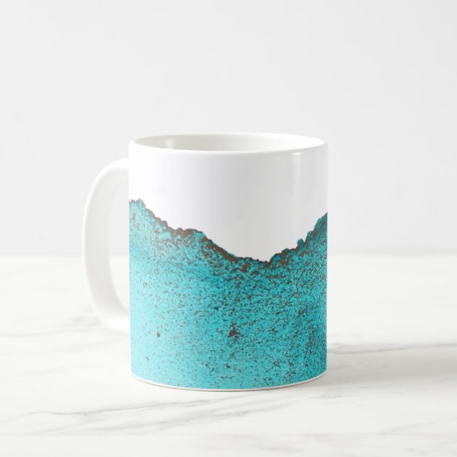 Caneca De Café Bela Arca de Tinta Turquesa Dourada Abstrata (Frente Esquerda)