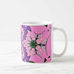 Caneca De Café Bela Arte de Motivo Floral Rosa Bebê com Sombreado