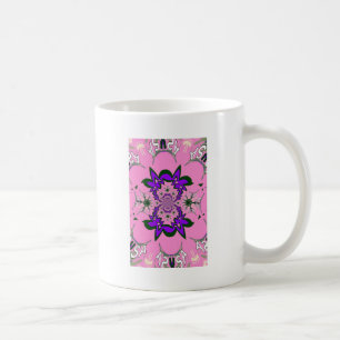 Caneca De Café Bela Arte de Motivo Floral Rosa Bebê com Sombreado