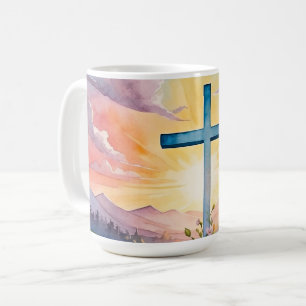 Caneca De Café Bela Arte em Aquarela de Páscoa