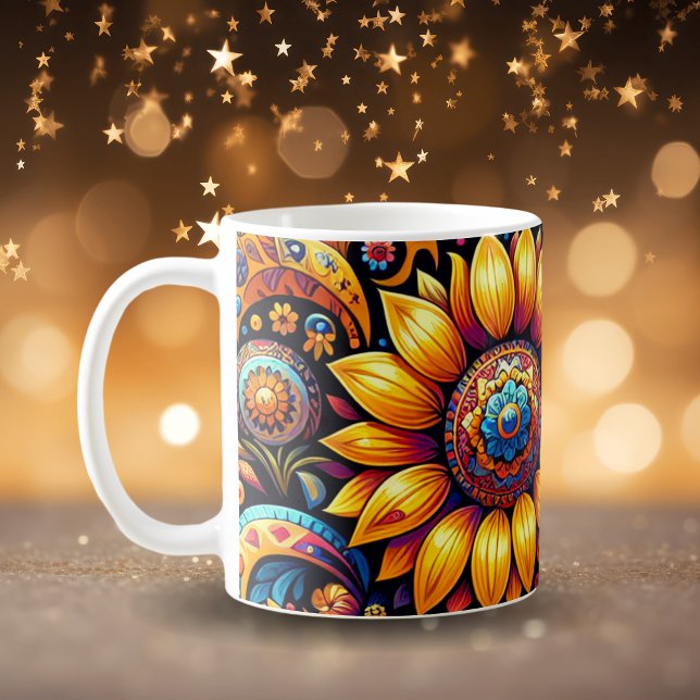 Caneca De Café Bela Arte Sunflower (Criador carregado)
