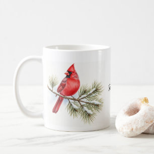 Caneca De Café Bela ave Cardinal em Ramificação Personalizada