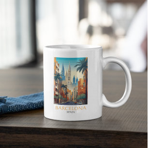 Caneca De Café Bela Barcelona Espanha Retro Viagem Vintage