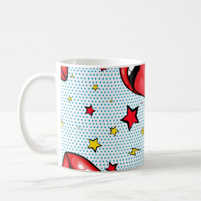 Caneca De Café Bela bolha de super fala de quadrinhos de padrão s (Esquerda)