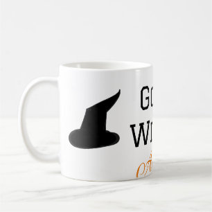 Caneca De Café Bela bruxa preto chapéu halloween adiciona nome fê