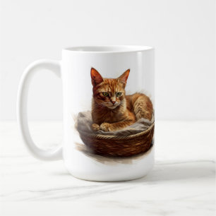 CANECA DE CAFÉ BELA CAMADA DE GATO ABYSSINIANO EM BASQUETE