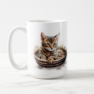 CANECA DE CAFÉ BELA CAMADA DE GATO BENGAL KITTEN EM CASA