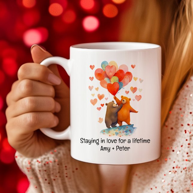 Caneca De Café Bela caricatura Beary Love Hearts Cotidianamente N (Cute cartoon Beary Love Hearts Everyday Valentine Coffee Mug)