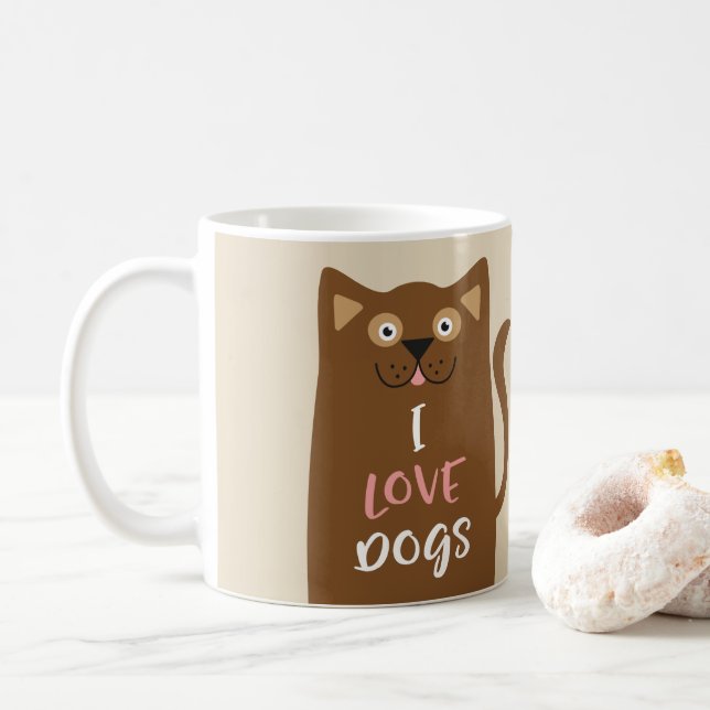 Caneca De Café Bela Cartoon Eu Amo Cães (Com Donut)