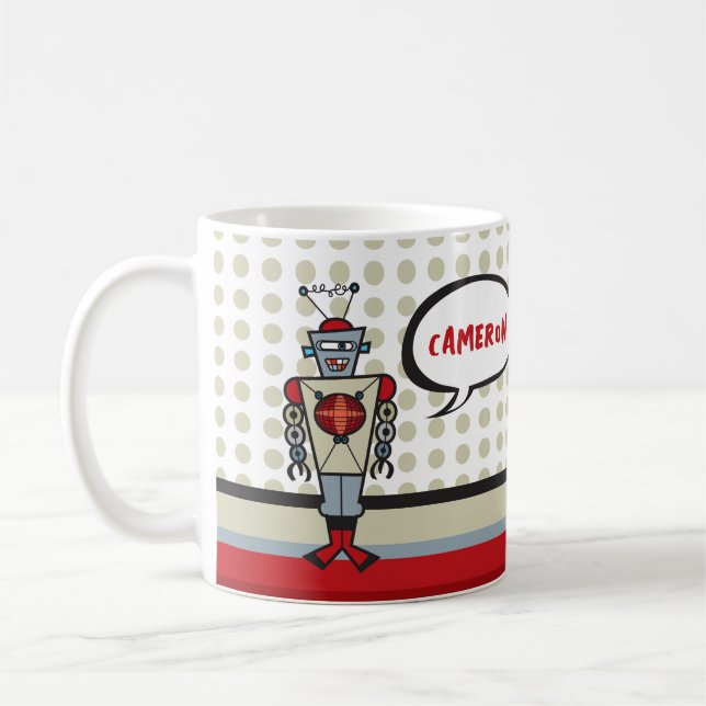 Caneca De Café Bela Cartoon Red Robot Diversão Retro Brinquedos C (Esquerda)