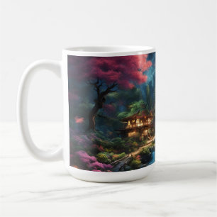 Caneca De Café Bela Casa e Jardins em uma Terra Mágica